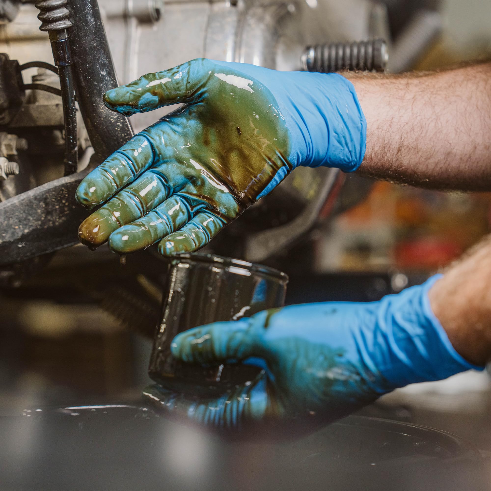 First Glove Volt Medium 100 Ct. 6 Mil blaue Nitril-Einweghandschuhe, lebensmittelechte Einweghandschuhe, Einweg-Reinigungshandschuhe, mikrostrukturierte Handschuhe für verbesserte Griffigkeit,