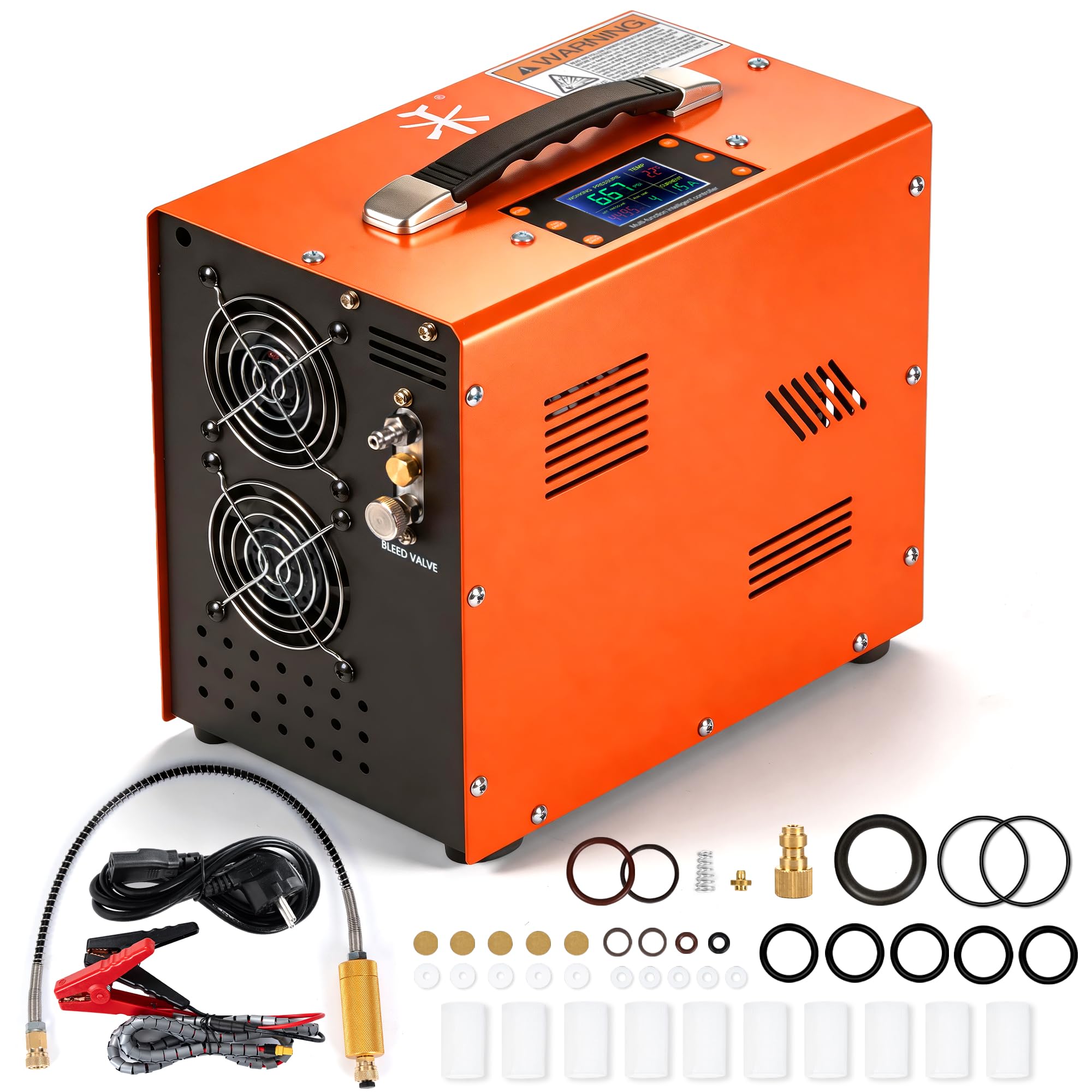 Tuxing Orange 4500Psi/30Mpa Pcp Air Compressor, Digital Lcd Display