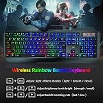 Wireless Gaming Keyboard and Mouse Combo,3 in 1 Rainbow LED Rechargeable Keyboard Mouse with 3800mAh Battery Metal Panel,10 Colors RGB Gaming Mouse Pad (32.5x12x0.15 inch),7 Colors Mute Gaming Mouse
