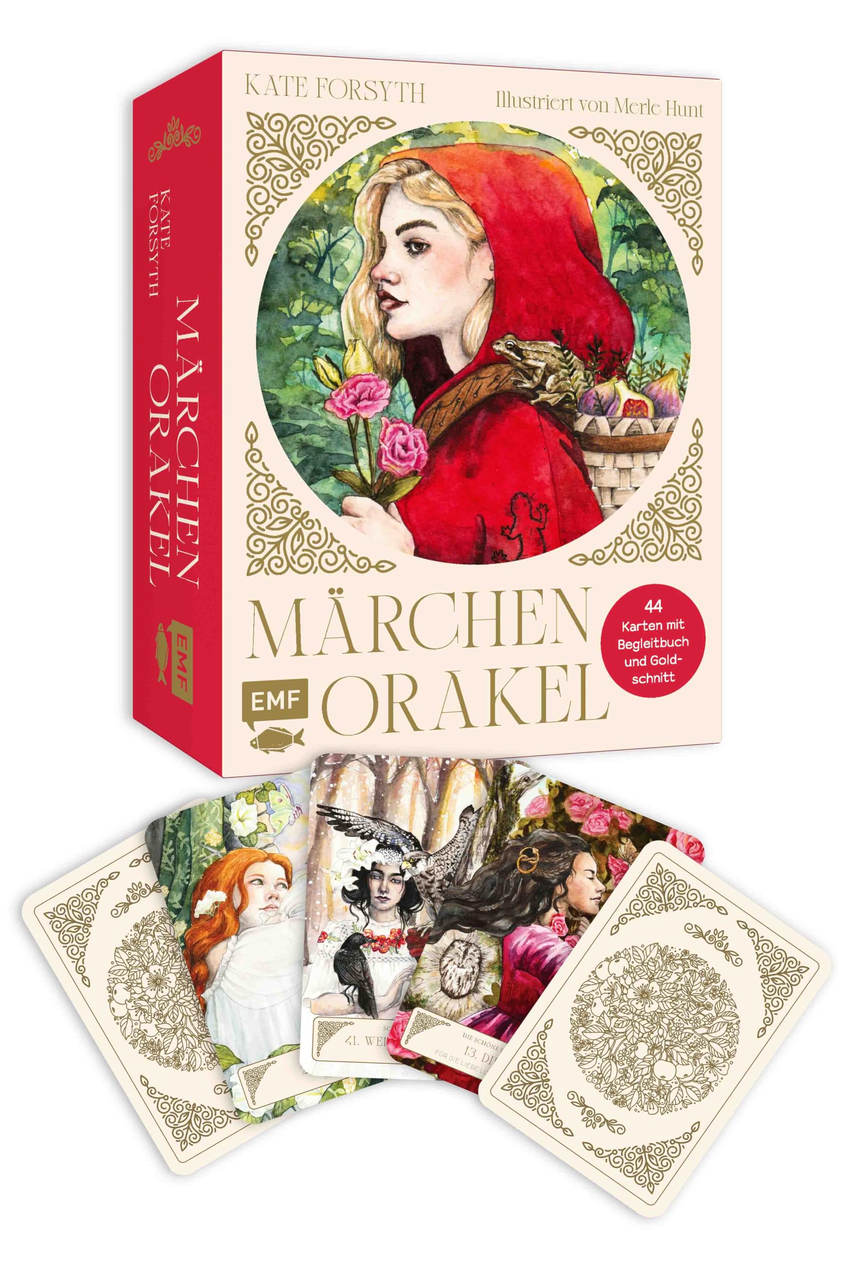 Orakel-Kartenset: Märchenorakel | Inspirierende Lehren und Weisheiten aus Rotkäppchen, Rapunzel, Rumpelstilzchen und Co.: 44 Karten mit Begleitbuch und Goldschnitt in hochwertiger Box