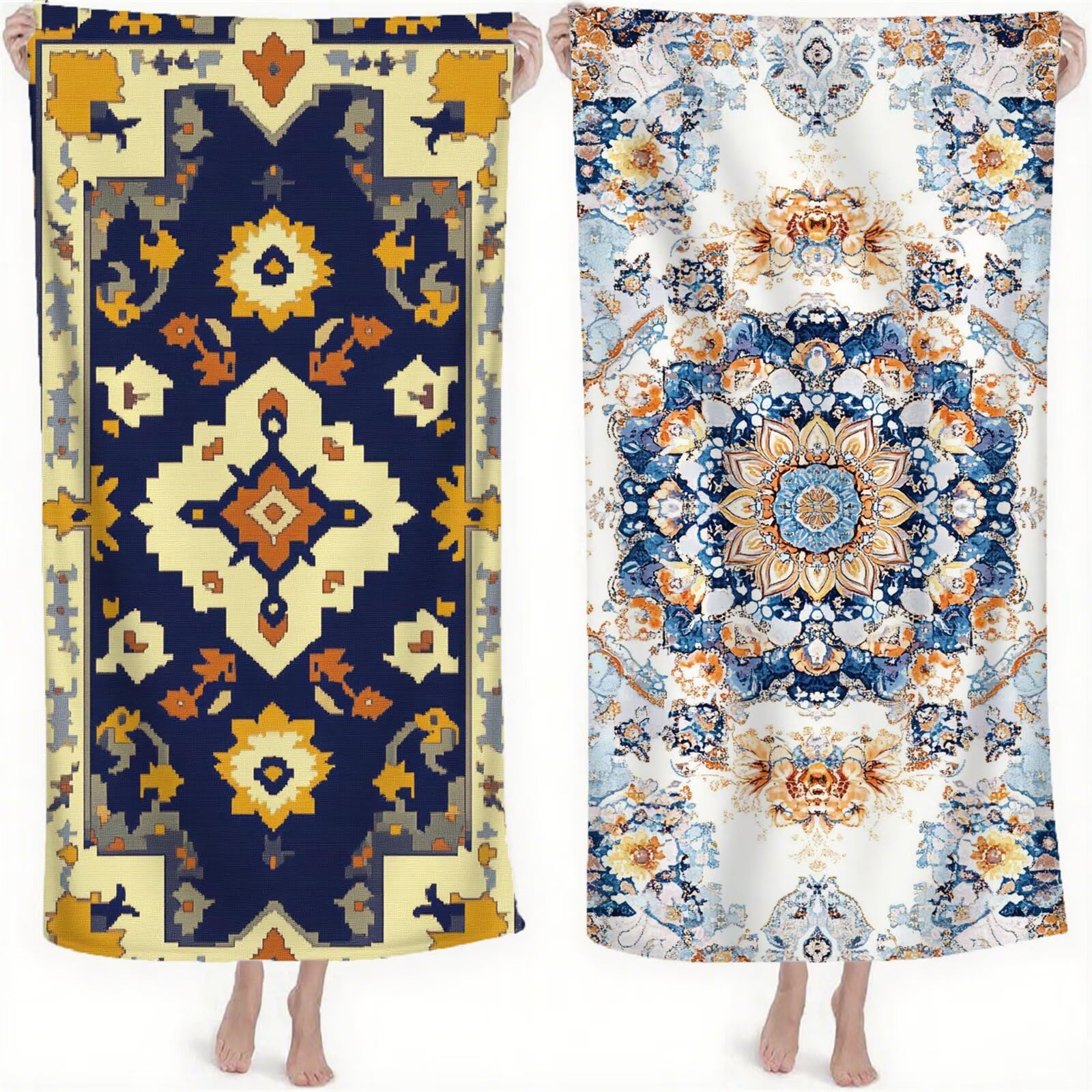 Serviette de Plage XXL 220x100 cm Anti Sable et Séchage Rapide Microfibre Drap de Plage Serviette de Bain Grande Taille Drap de Bain pour Homme Femme Voyages Natation Camping Pique Nique Rétro S-556
