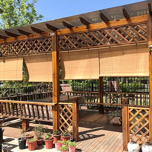 Miniatura 5 de Persianas enrollables de bambú de bambú para exteriores e interiores, persianas romanas de bambú, protección de privacidad, persianas de ventana con