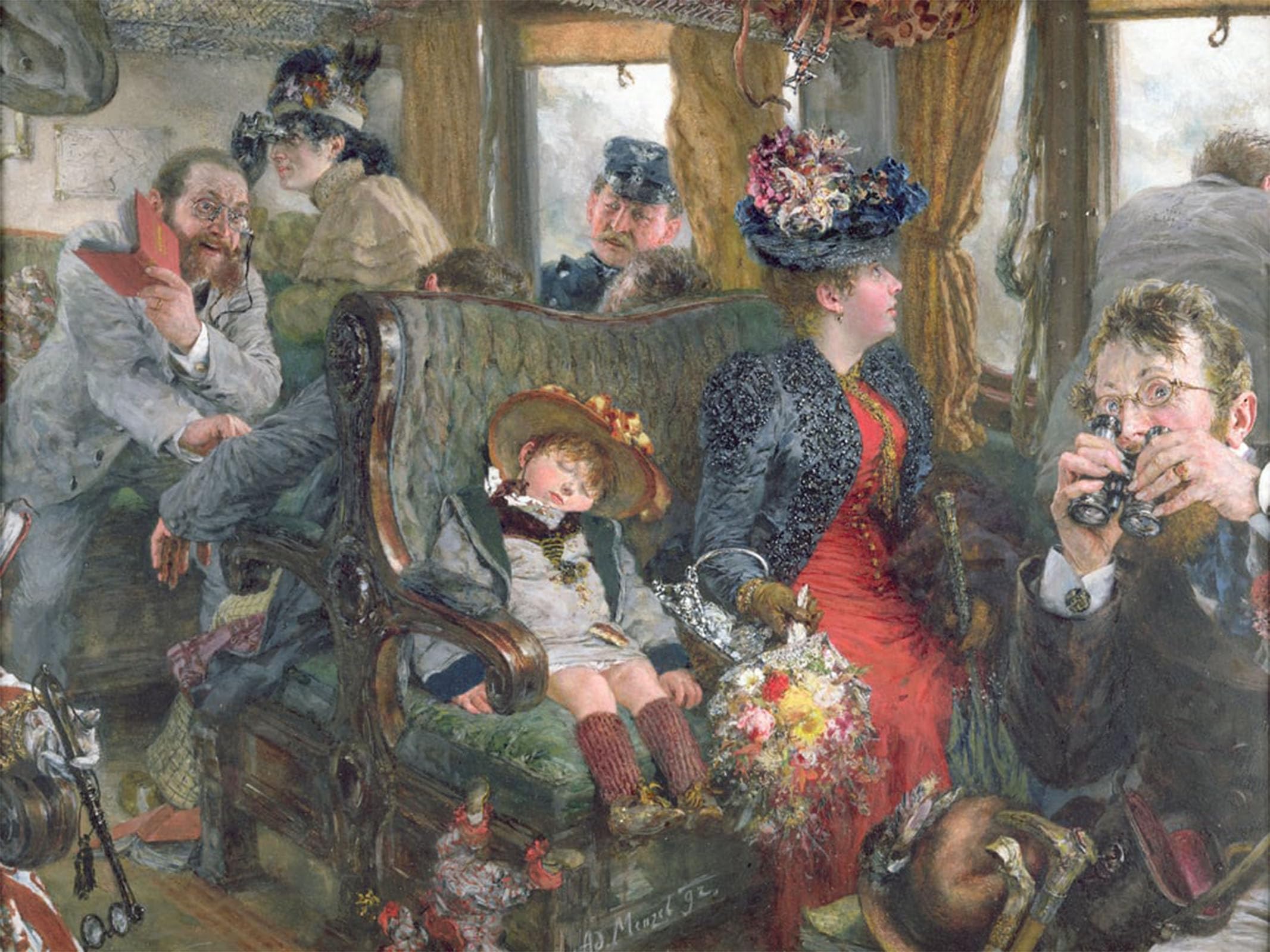 Artxlxxbn No Frame Famous Prints Artwork Pictures Poster Painting Art On A Journey To Beautiful Countryside By Adolph Menzel Artwork Landscape Pictures For Home Decor 60X90cm