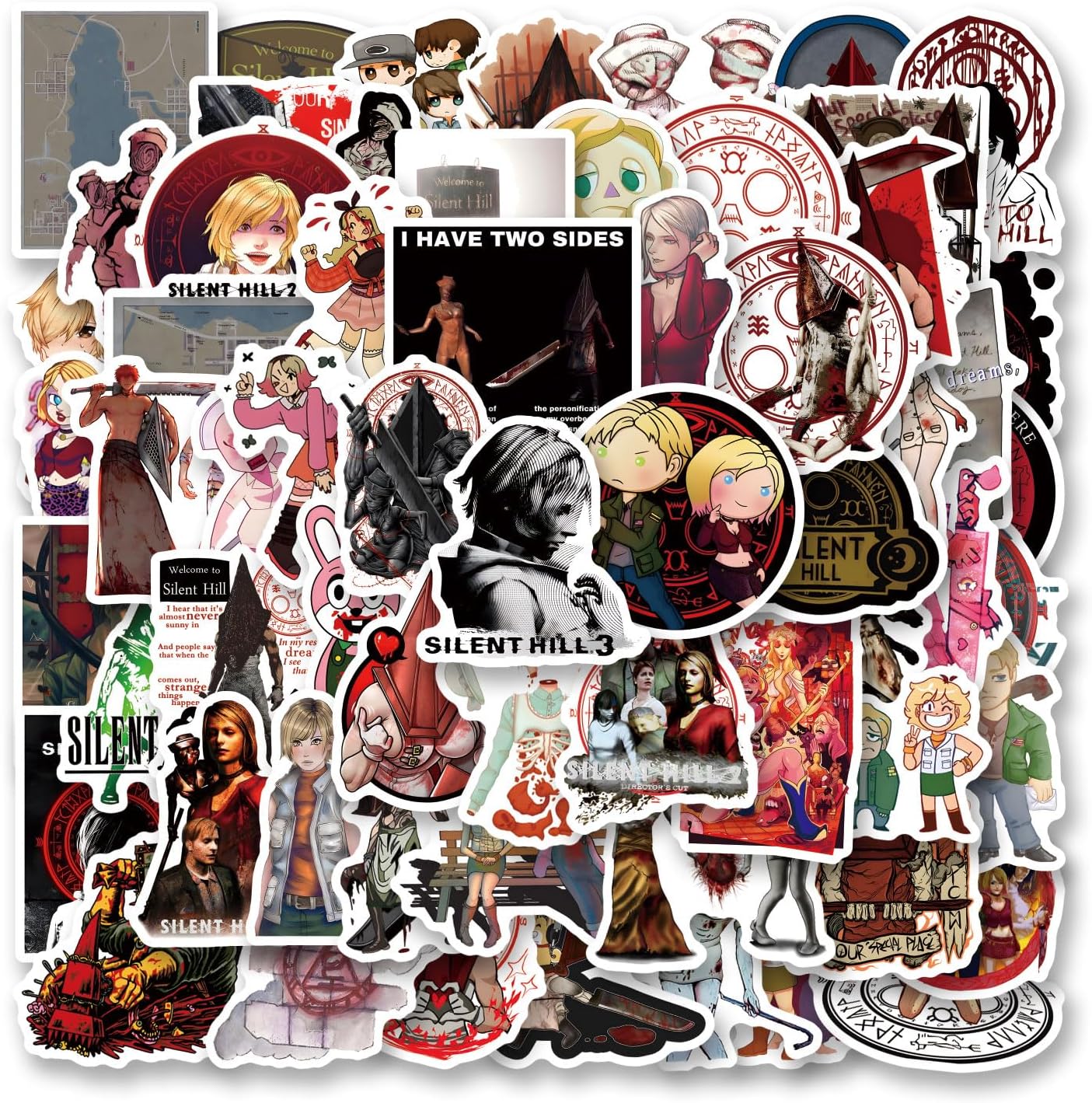 62Pcs Silent Hill Stickers Pack, Aesthetic Vinyl Waterproof Sticker Decal for Water Bottle,Laptop,Phone,Scrapbooking,Journaling for Teens Kids for Party Supply Favor Decor…