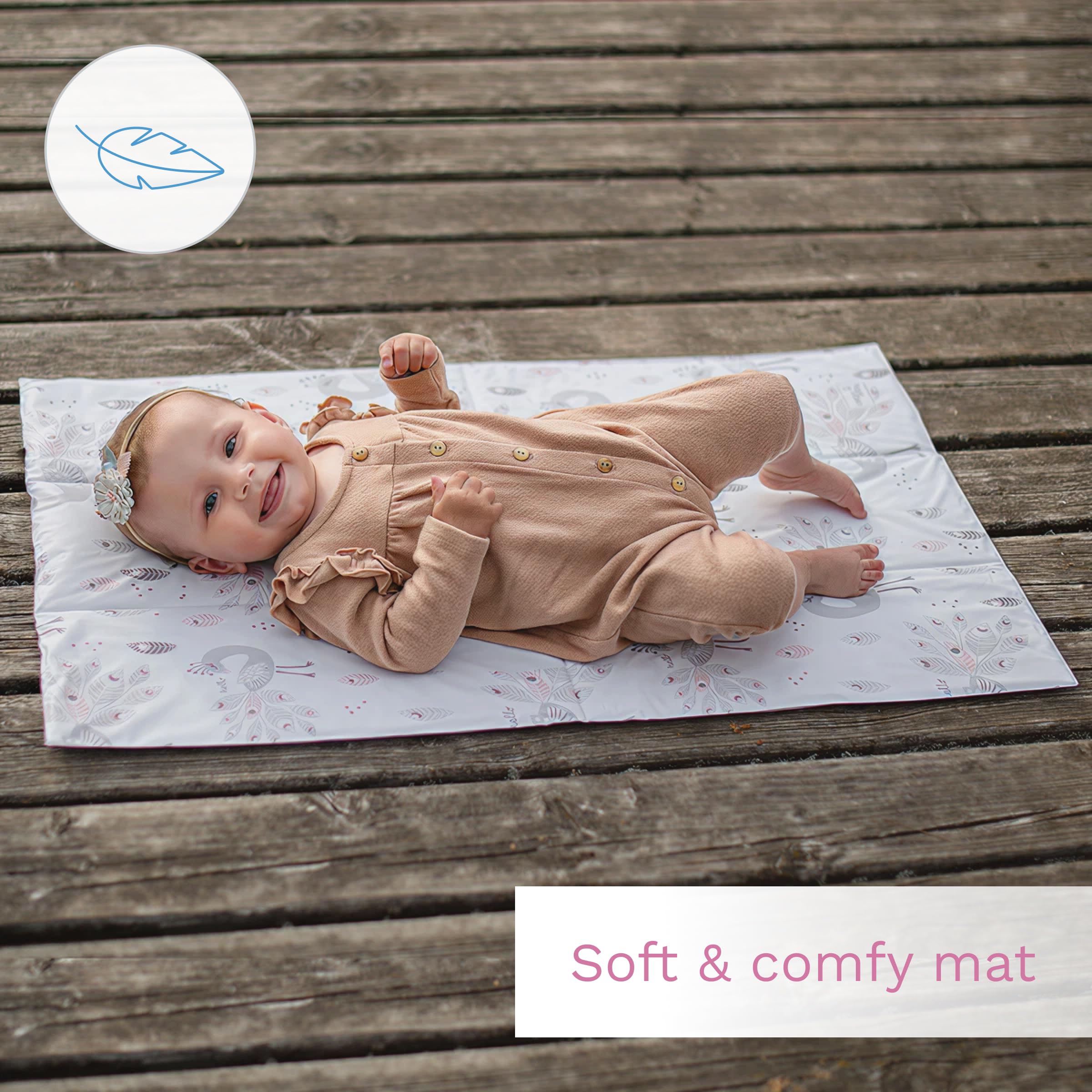 Matelas à langer de voyage pliable pour bébé, doux, imperméable, Portable, changeur de couches (paon)