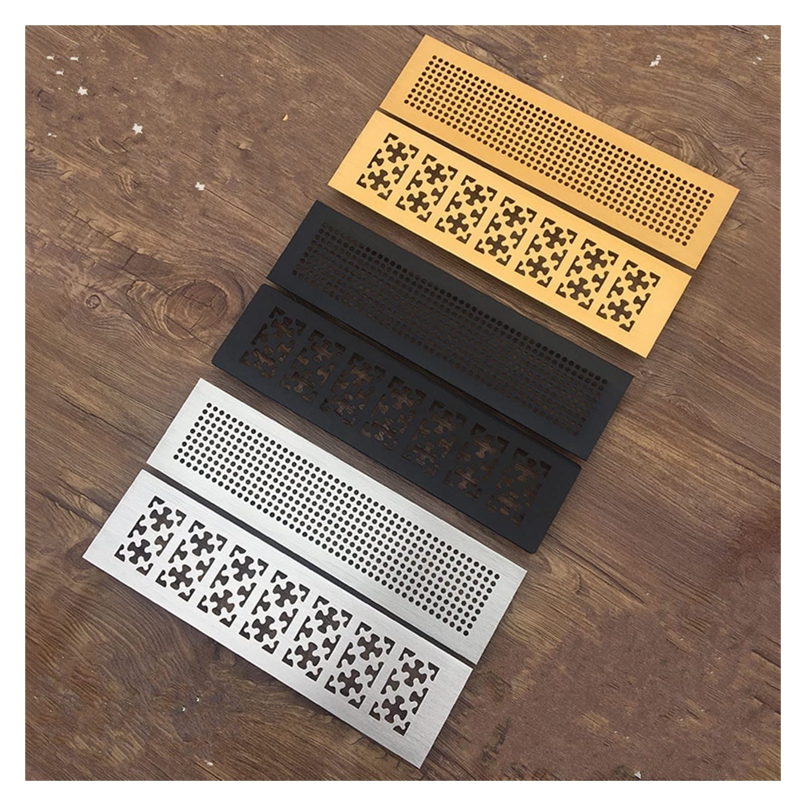 Couvercle de Grille d'aération W80mm Flocon de Neige Nid d'abeille Rectangulaire Or Argent Noir Aluminium Trou de Ventilation Grille Couverture Meubles Meuble à Chaussures (Silver B, Product Size :
