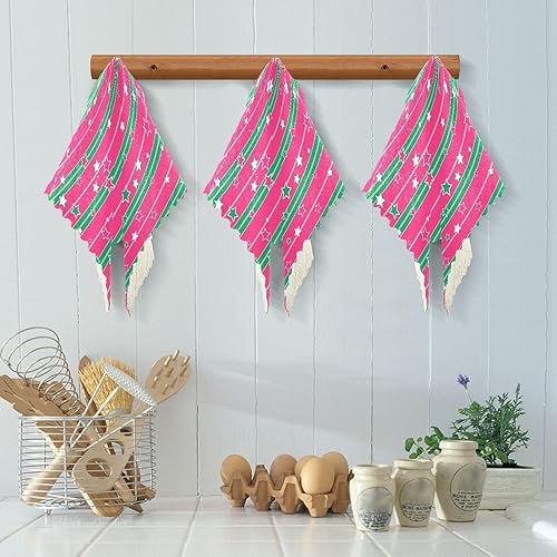 Miniatura 5 de KLL Christmas Star Red Microfiber Hand Towel Farm Lint Free Tea Towels Hanging Hand Towels for Kitchen Terry Cloth Hand Towels