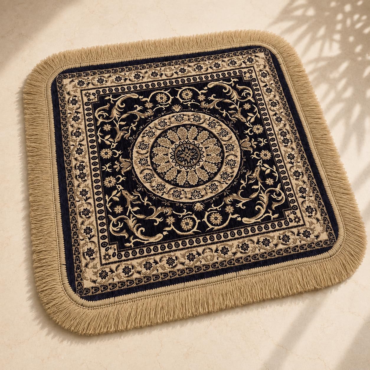Soft Chenille Prayer Mat - Purple Mandala Design -2