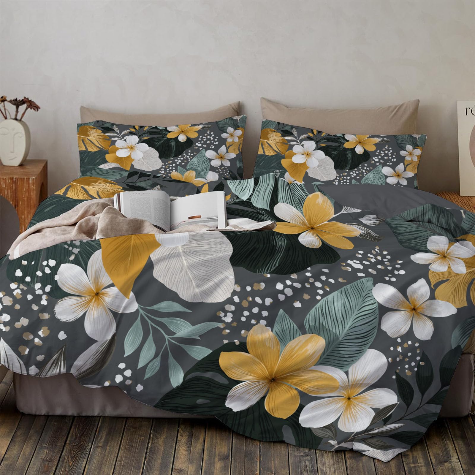 Housse de couette 220x240 jaune moutarde zippée pour une ambiance de chambre adulte chaleureuse