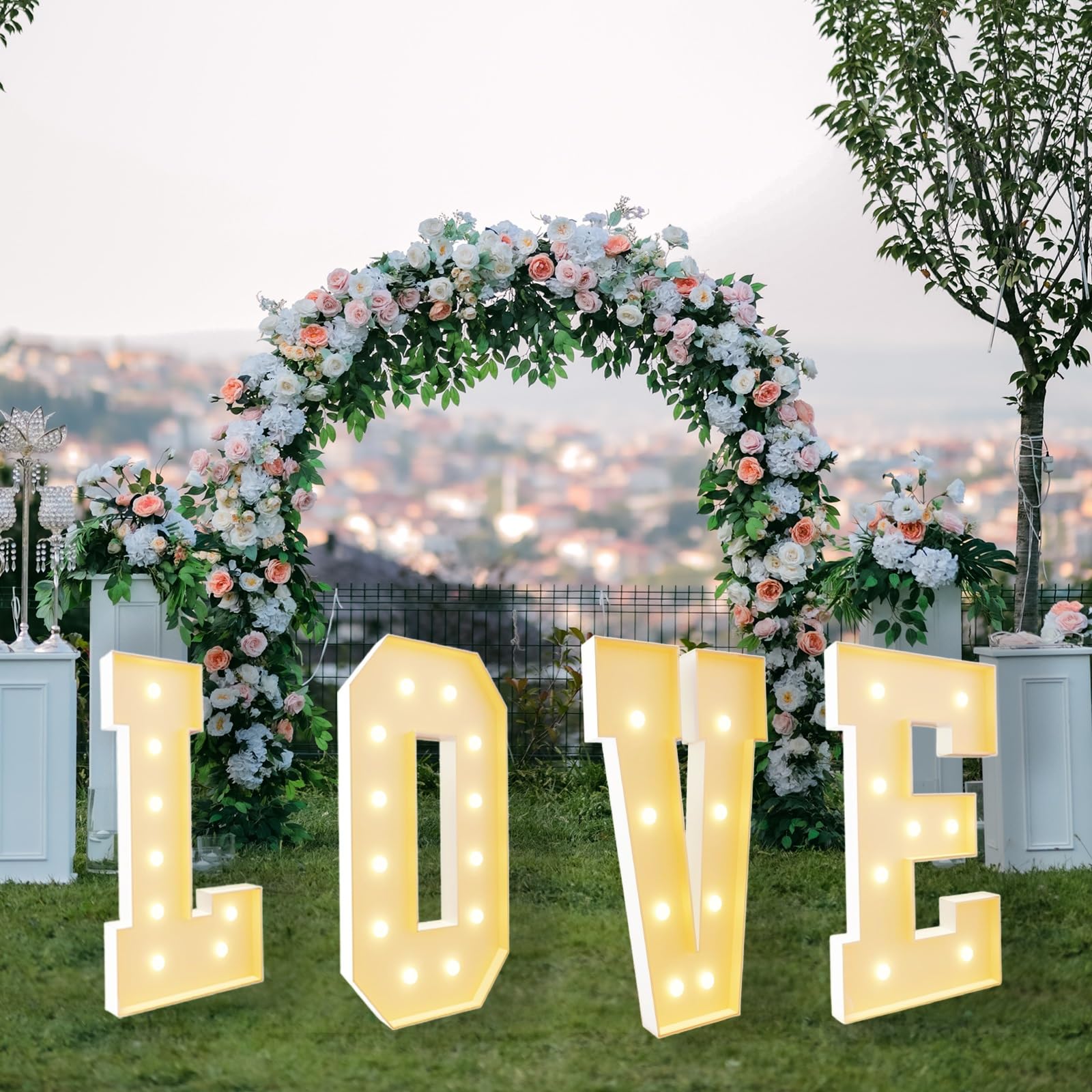Love-Leuchtbuchstaben 1,22 m Liebesbrief-Antragsset schnelle Montage ohne Werkzeug for Antrag Hochzeit Verlobung(120cm)
