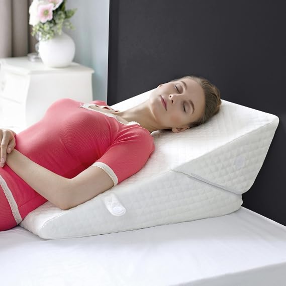 Wedge Pillow for Sleep Apnea, 12 Inch Adjustable Height Bed Wedge Pillow for Gerd, Acid Reflux Relief, Back Pain, and Post Surgery Recovery