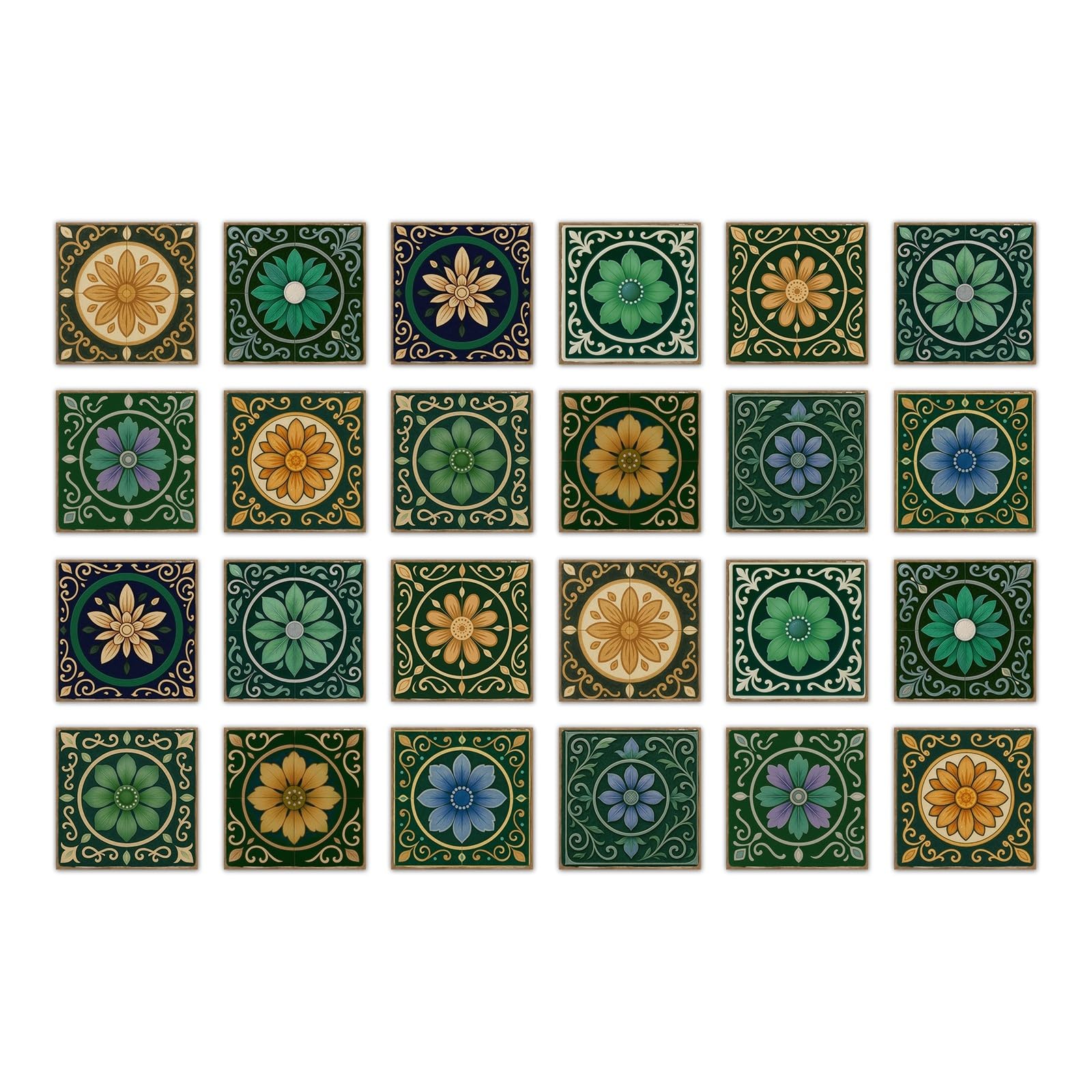24PCS Tile Wall Stickers Kitchen Bathroom Decorative