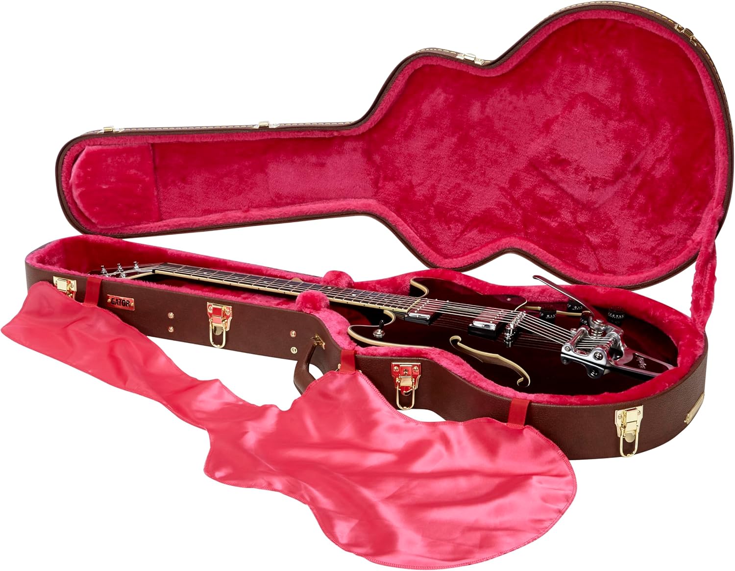 Gator Cases Deluxe Wood Guitar Case for 335-Style Semi-Hollow Guitars, Brown (GW-335-BROWN)