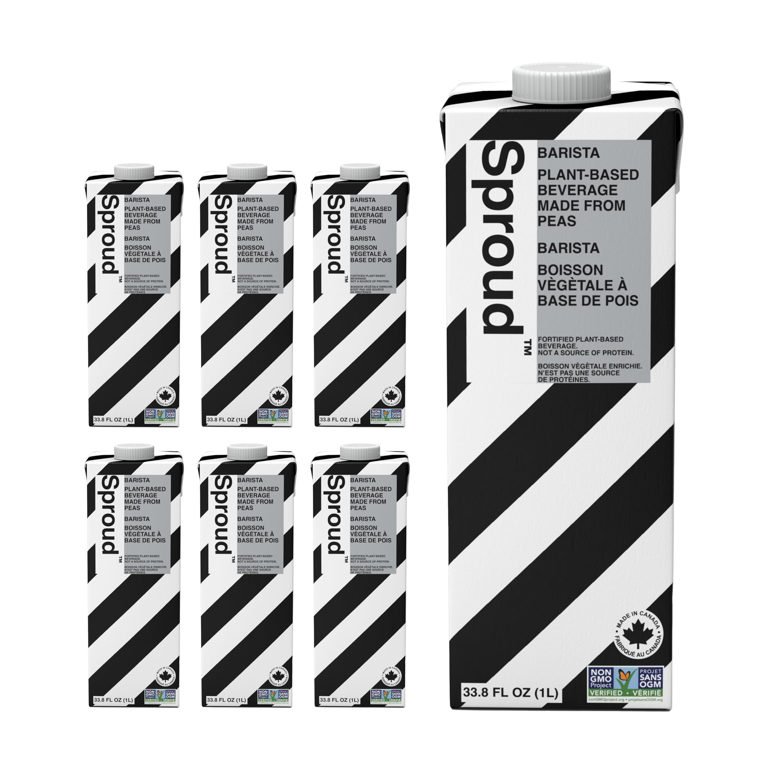SPROUD Dairy Free Milk BARISTA Flavor, Vegan Milk with Plant-Based Pea Protein, Shelf Stable Non-GMO, 1 Liter (Pack of 6)