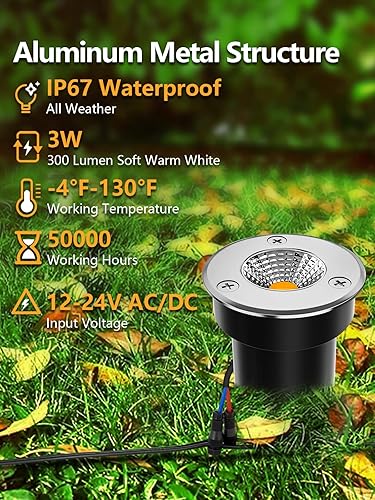 Miniatura 2 de ZUCKEO - Luces de paisaje de bajo voltaje LED, 3 W, 12 V-24 V, luces de tierra IP67, impermeables, de bajo voltaje, iluminación de paisaje