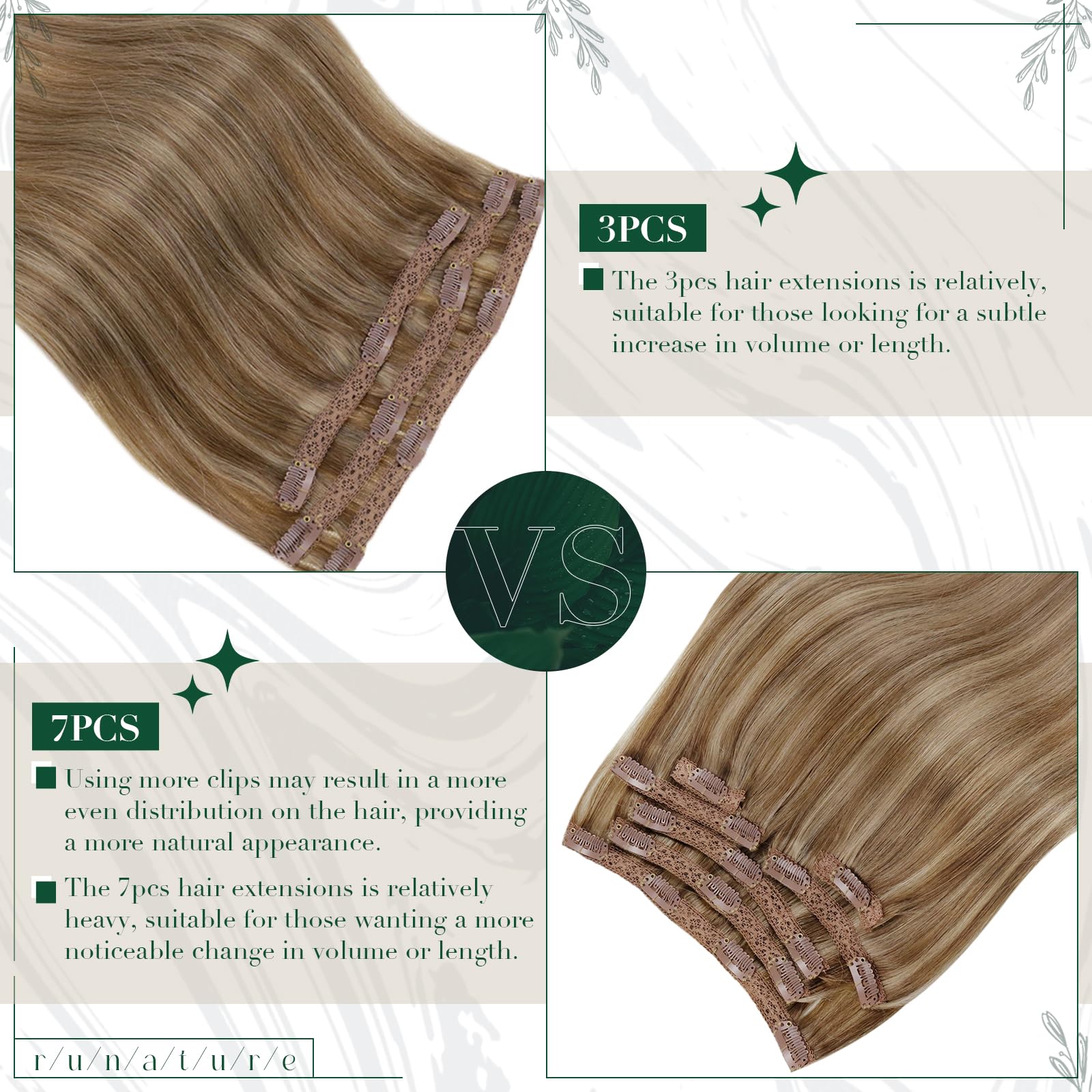 Golden Brown Remy Human Hair Clip-In Extensions 16 Inch 8A Golden Brown Clip in Remy Human Hair Extensions (7pcs/70g  main image 4