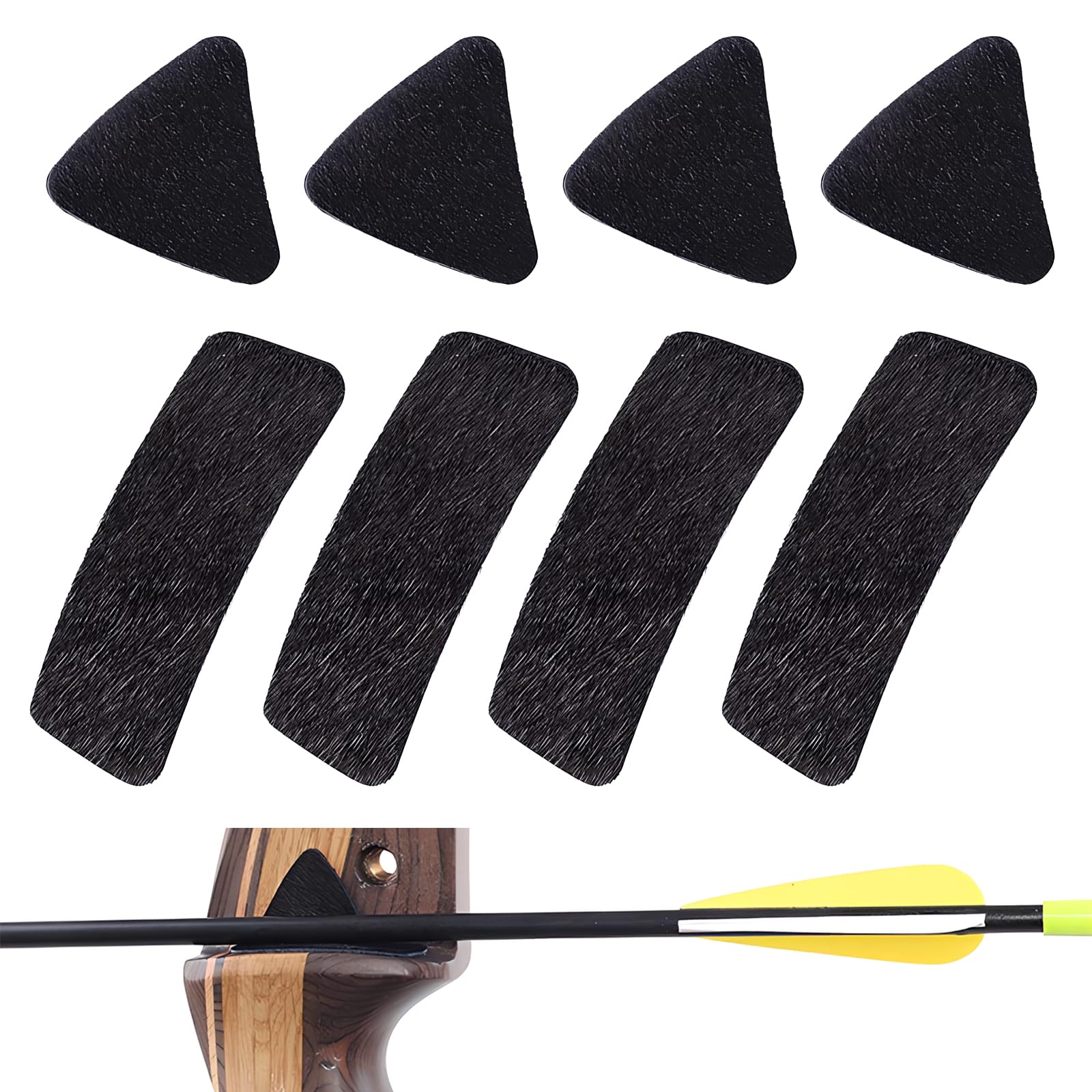 Catime 4 Pairs Arrow Rest Pad, Fur Arrow Rests for Recurve Bows, Archery Arrow Rest Adhesive Shelf Sticker, Adhesive Patch Recurve Bow Arrows Rest Sticker for Recurve Bow Longbow Hunting Shooting