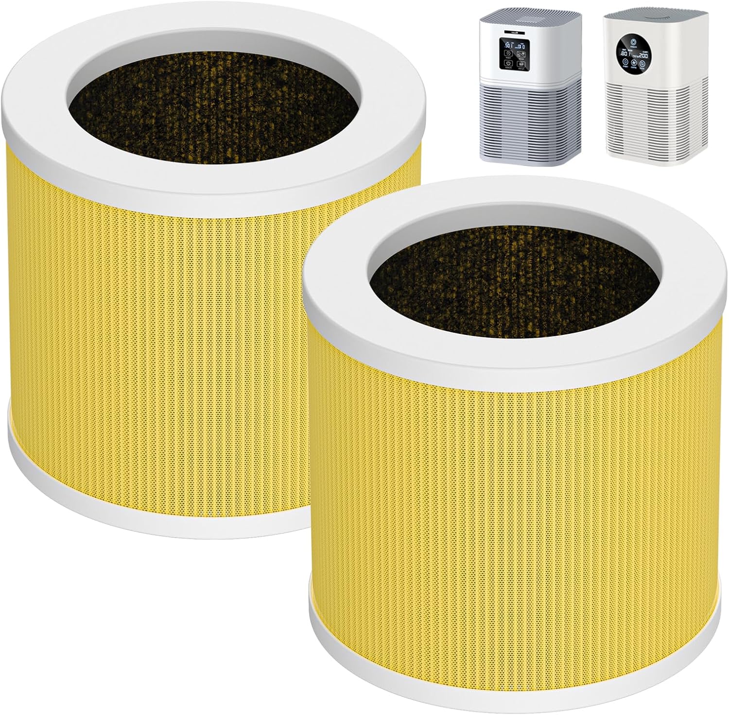 2 Pack A1 Pet Replacement Filter Compatible with VEWIOR Air Purifier HQSC-50, HQKJ-80, AMEIFU AP01W, 3-in-1 HEPA Air Cleaner Filter, Yellow