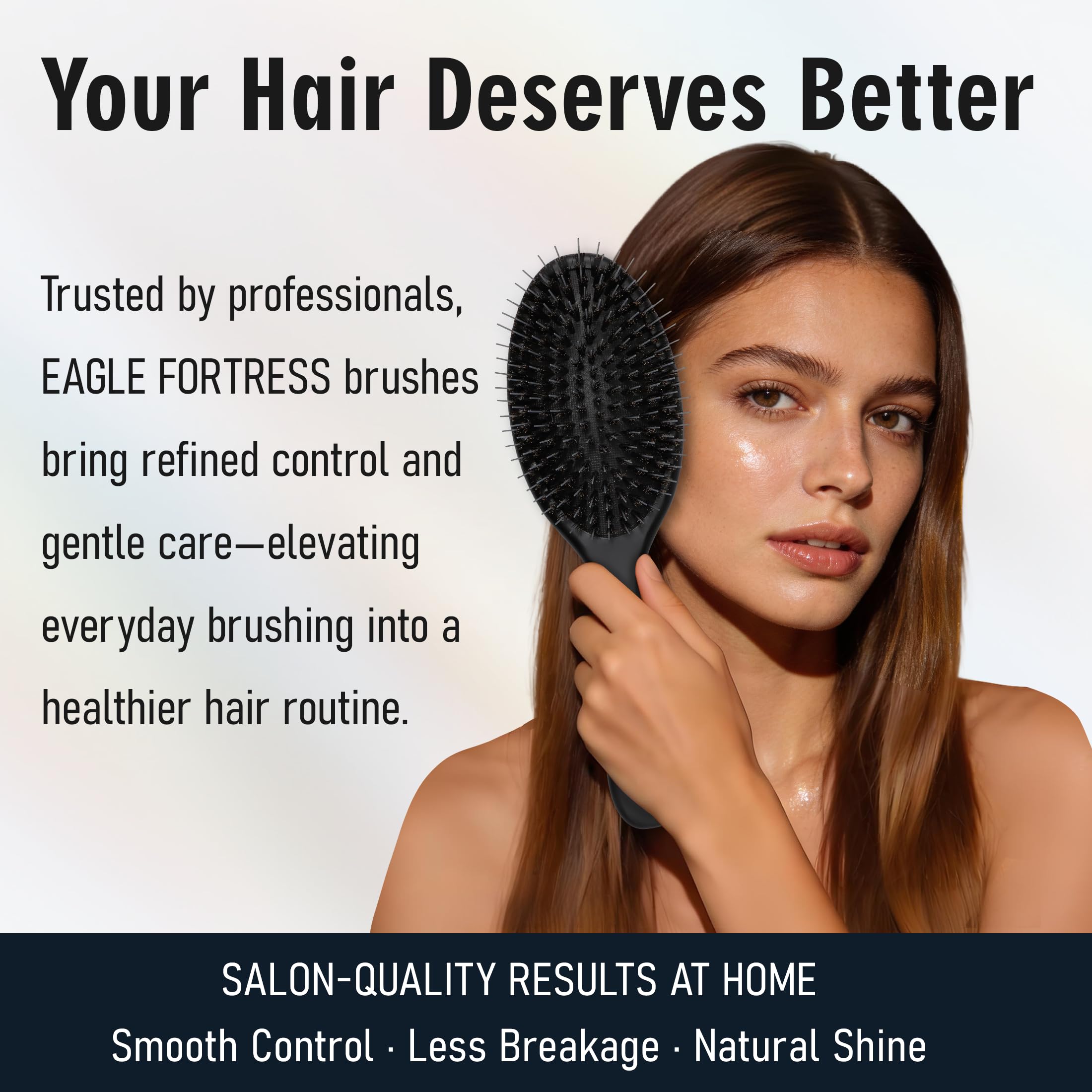 EAGLE FORTRESS Cepillo desenredante para el cabello, cepillo de cerdas de jabalí, cepillo ovalado con cerdas de nailon pulido para cabello rizado, cabello liso, todo tipo de cabello