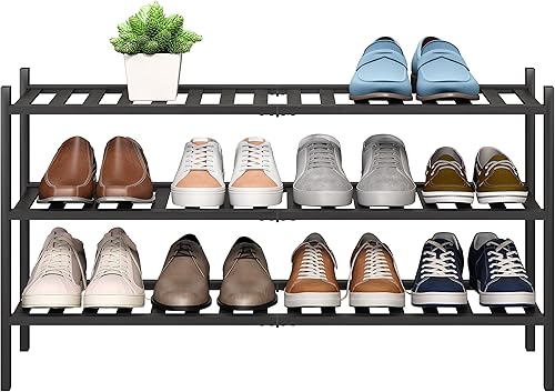 Miniatura 20 de BMOSU Zapatero Pequeño de Bambú de 2 Niveles Premium Estante de Zapatos Apilable Organizador de Almacenamiento para Pasillo Armario Sala de Estar