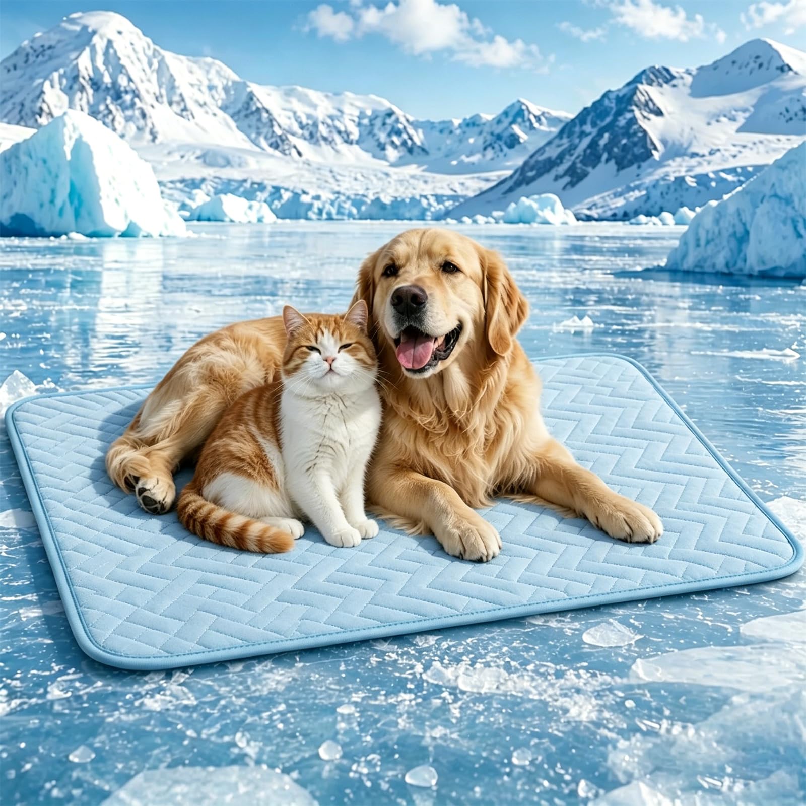 Tappetino Refrigerante per Cani e Gatti 150x100cm Blu, Tappeto Rinfrescante in Tessuto Freddo Lavabile, Cuccia Raffreddante Estiva per Animali Piccoli Medi Grandi