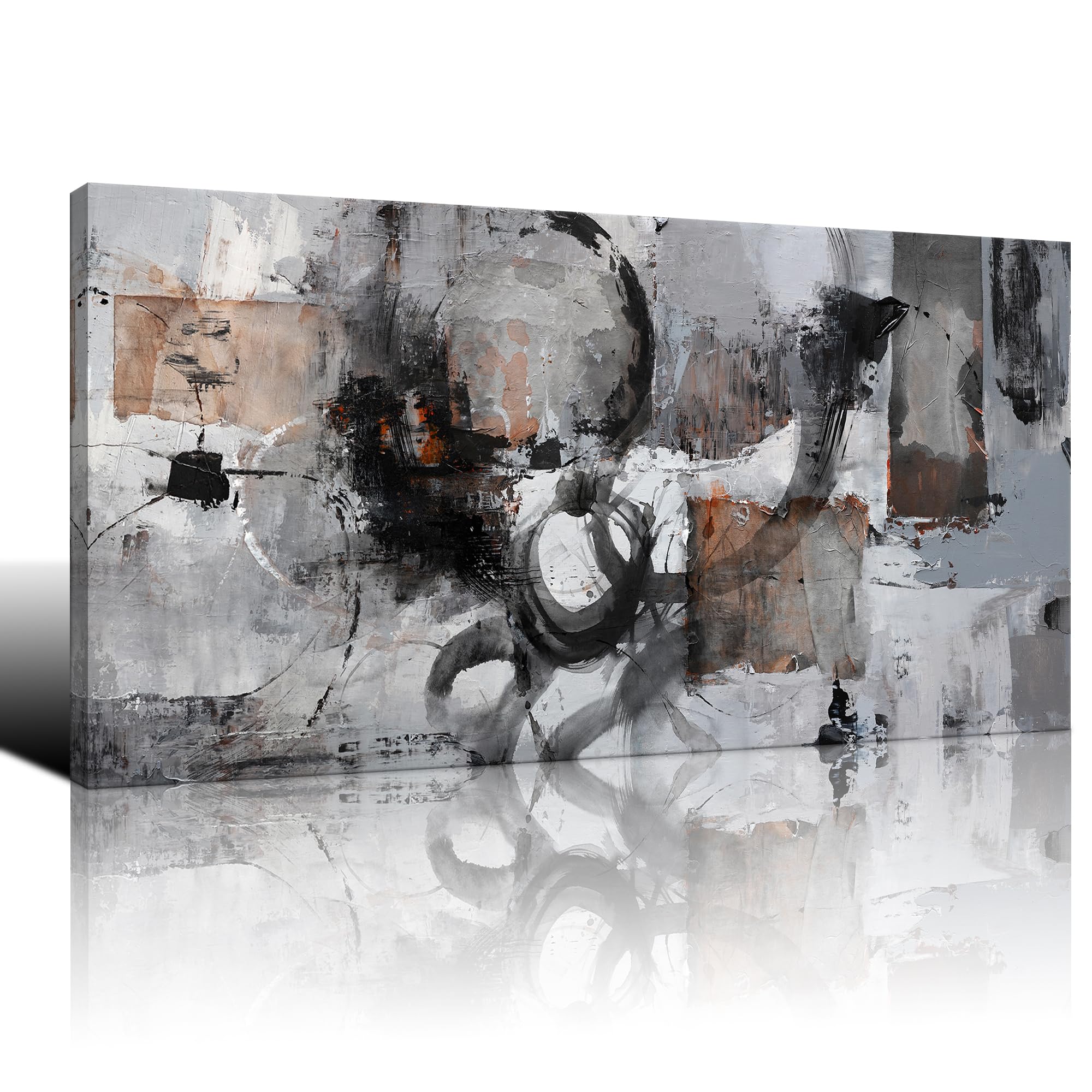 Amazon.com: Pogusmavi Large Wall Art Abstract Black And Grey Canvas ...