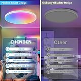 CHENBEN Plafonnier LED 24W IP44 RGB Dimmable App Télécommande, 30CM - 8