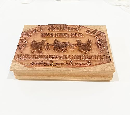 Miniatura 5 de Personalized Farm Fresh Eggs Ranch Carton Stamps Chicken Eggs Hand Gathered with Love Stamper Wooden Rubber Stamp (4x2.6 inches)