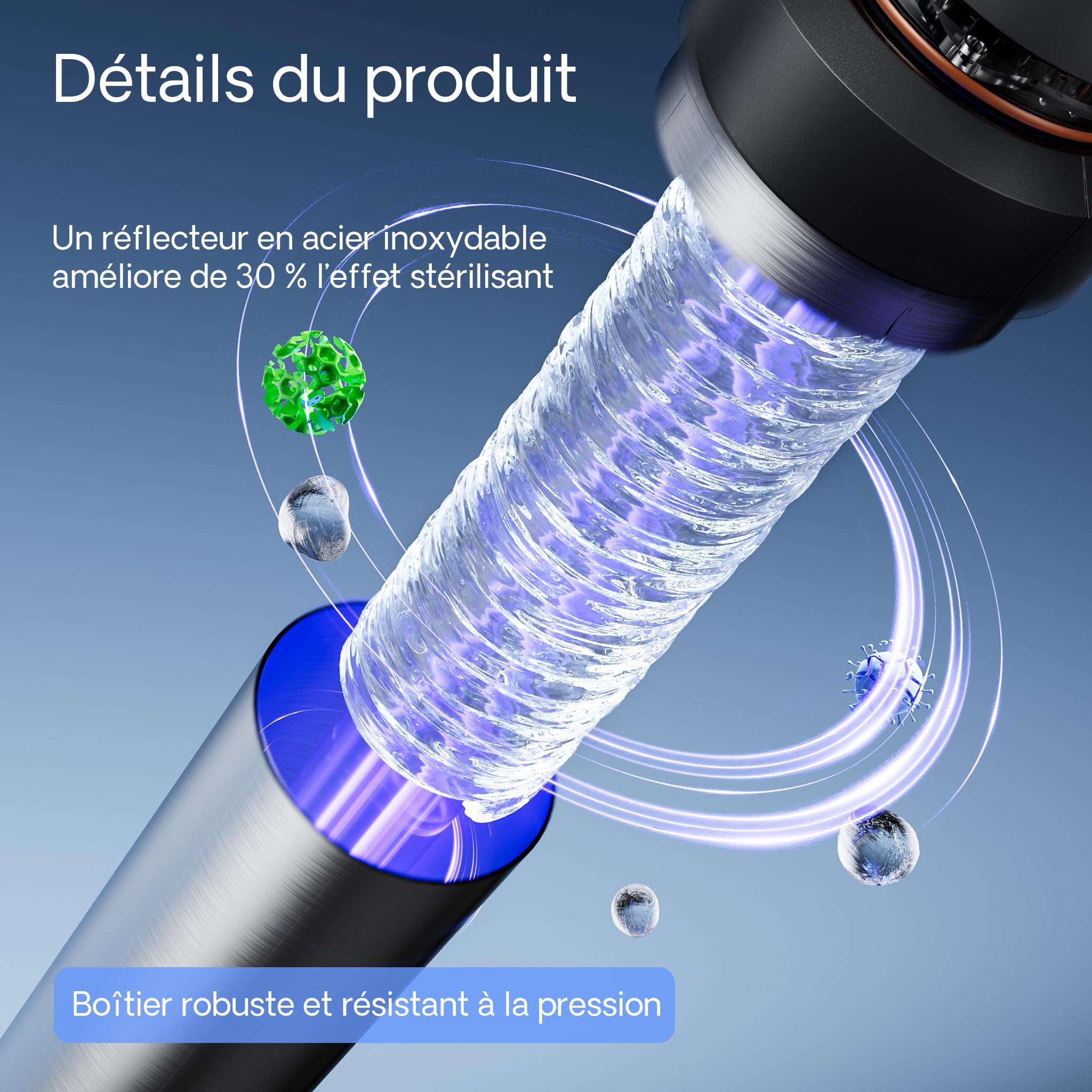 SunSun CUV-655 Stérilisateur Clarificateur bassins/étang - débit Max. 8000 l/h - avec Lampe Rayons UV-C 55 W + Miroir INOX + Aimants - pour Poissons et Plantes Aquatiques - Cours d’Eau en hélice
