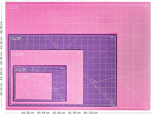 Miniatura 5 de Elan Tapete de corte A2 rosa y morado, 5 capas, tapete de corte autorreparable de 23.6 x 17.7 in, tabla de cortar para manualidades, alfombra de
