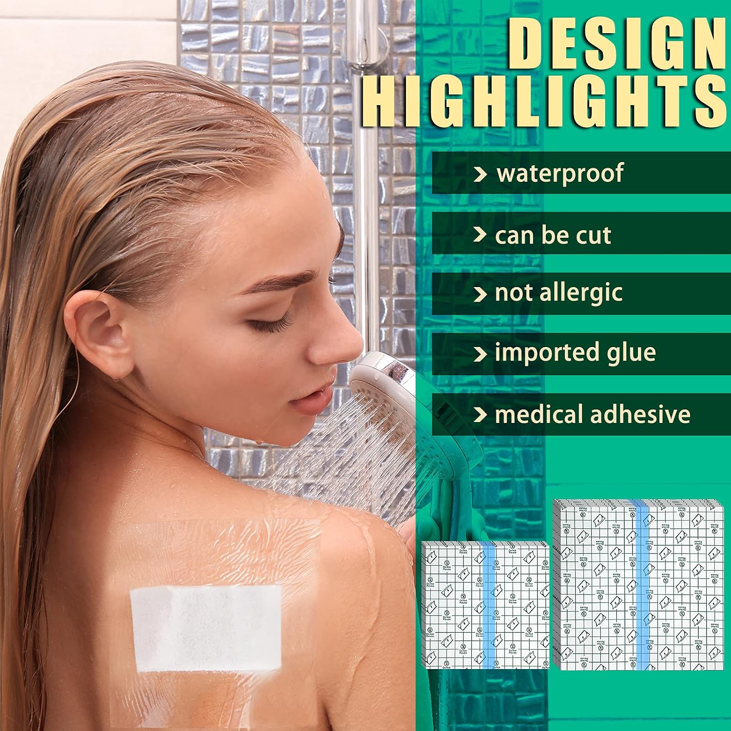Nuanchu 50 Pcs Tattoo Aftercare Bandage Transparent Film Dressing Second Skin Tattoo Cover Transparent Bandages Waterproof Patch Stretch for Tattoos Swimming