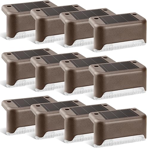 Paquete de 12 luces solares para escalones, luces LED impermeables para escaleras, vallas, patios, patios y caminos (blanco cálido)