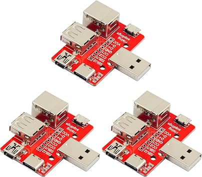 3pcs USB 6 in 1 Breakout Board Type USB C A Male to Mini Type-c Micro Type B Female Board