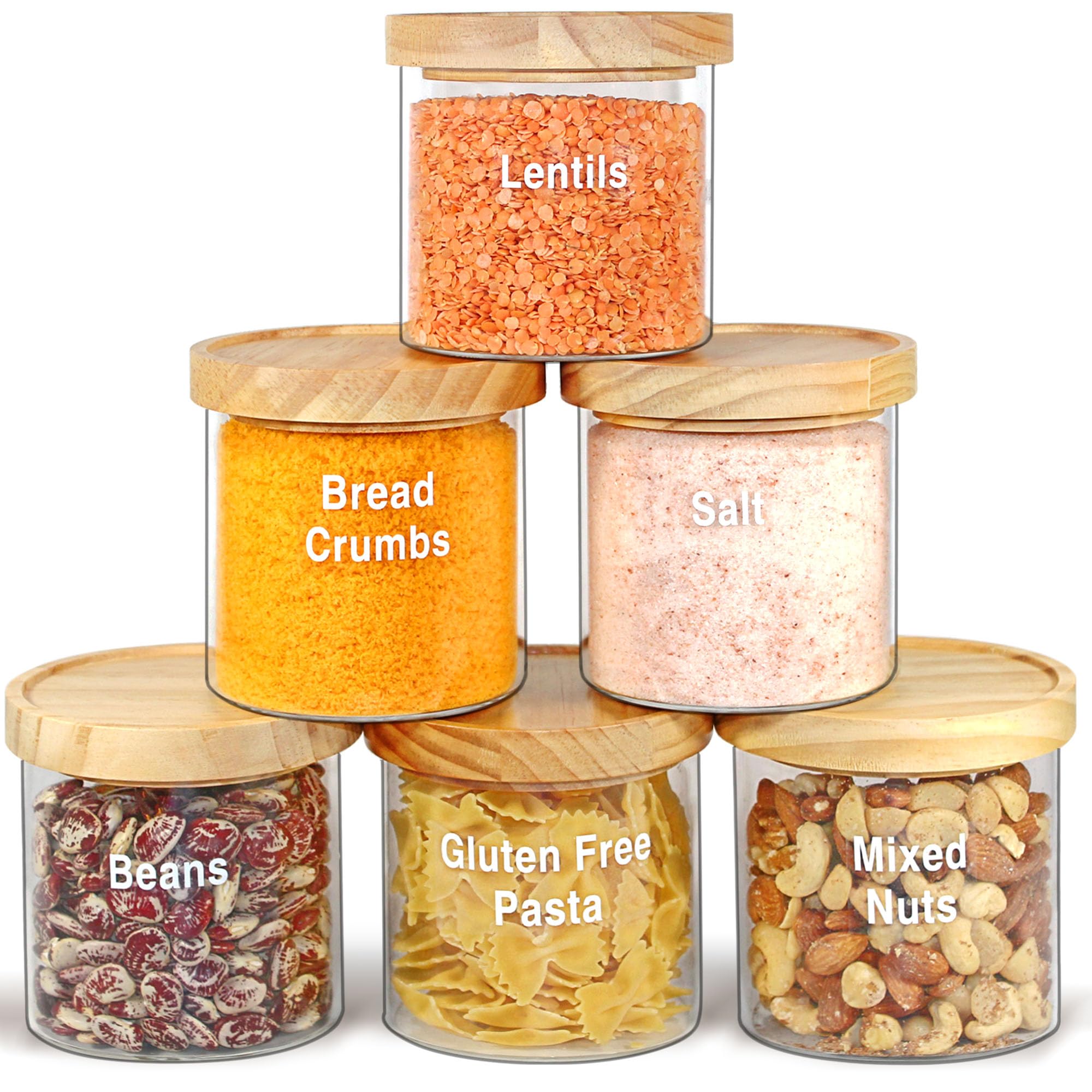 Urban Green Glass Jars with Wood Lids (6X16oz)