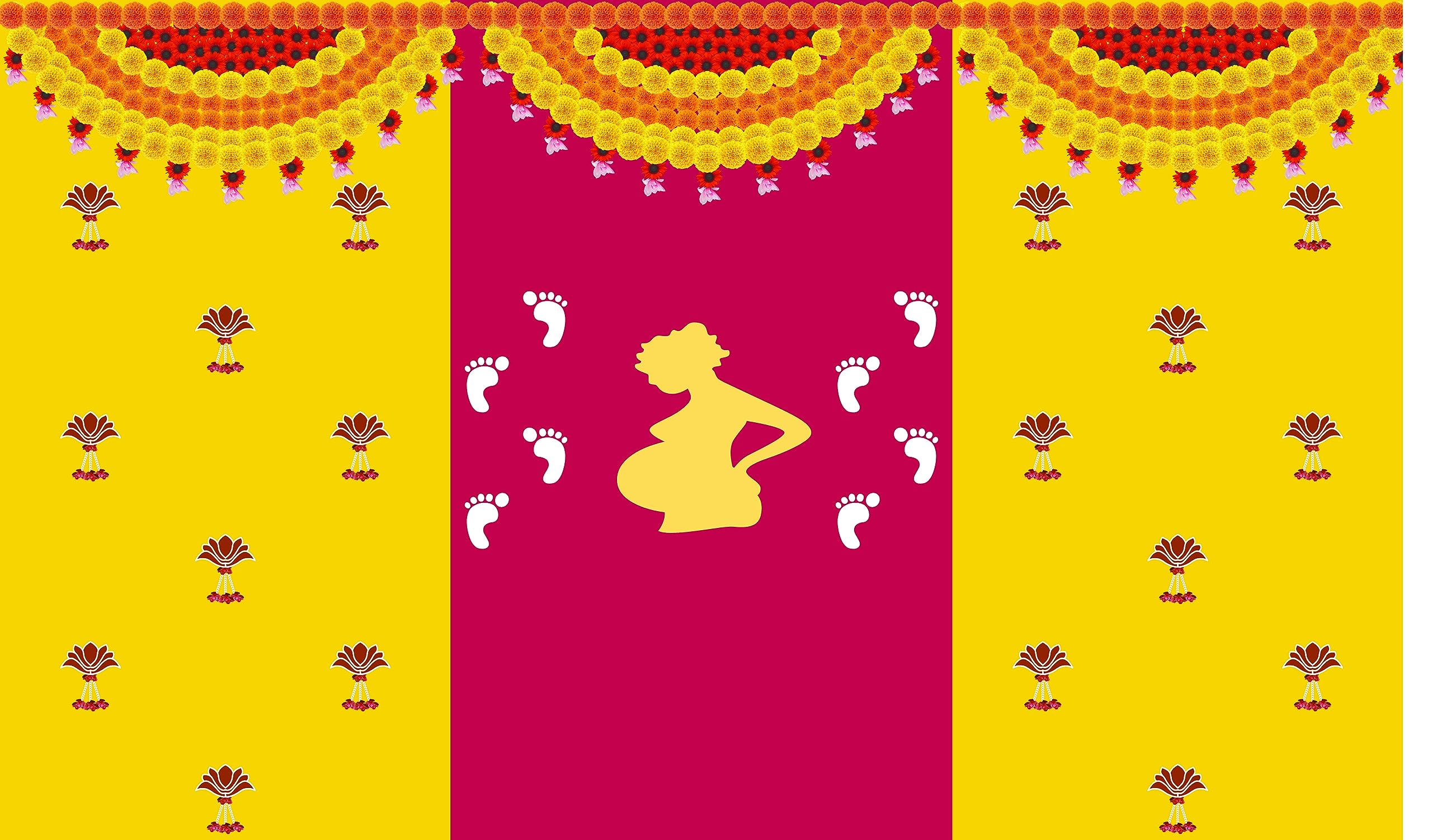 Baby Shower Design Backdrop Curtain for Decoration Backdrop Cloth for Baby Shower Godh Bharai Decoration Traditional Fabric-Polyster Size-5Feet Height and 8Feet Width(5 * 8)