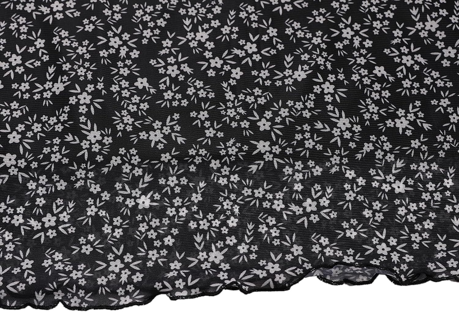 Avanova Women Boho Mesh Floral High Waisted Midi Skirts Flowy Summer Long Skirts Ditsy Black XX-Large - Image 7