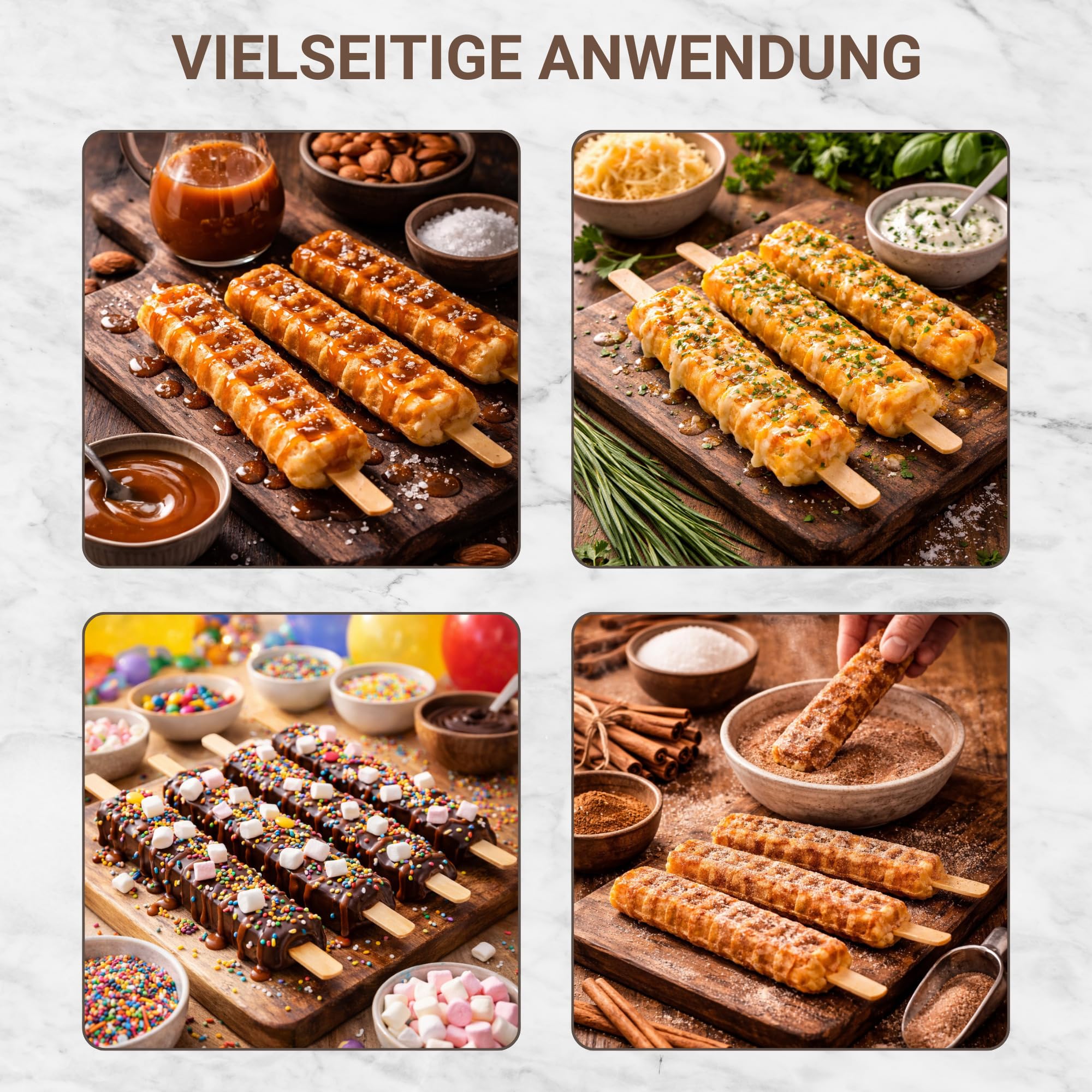 Syntrox Germany Waffeleisen Waffle Stick Maker MM-1400W mit herausnehmbaren Backplatten