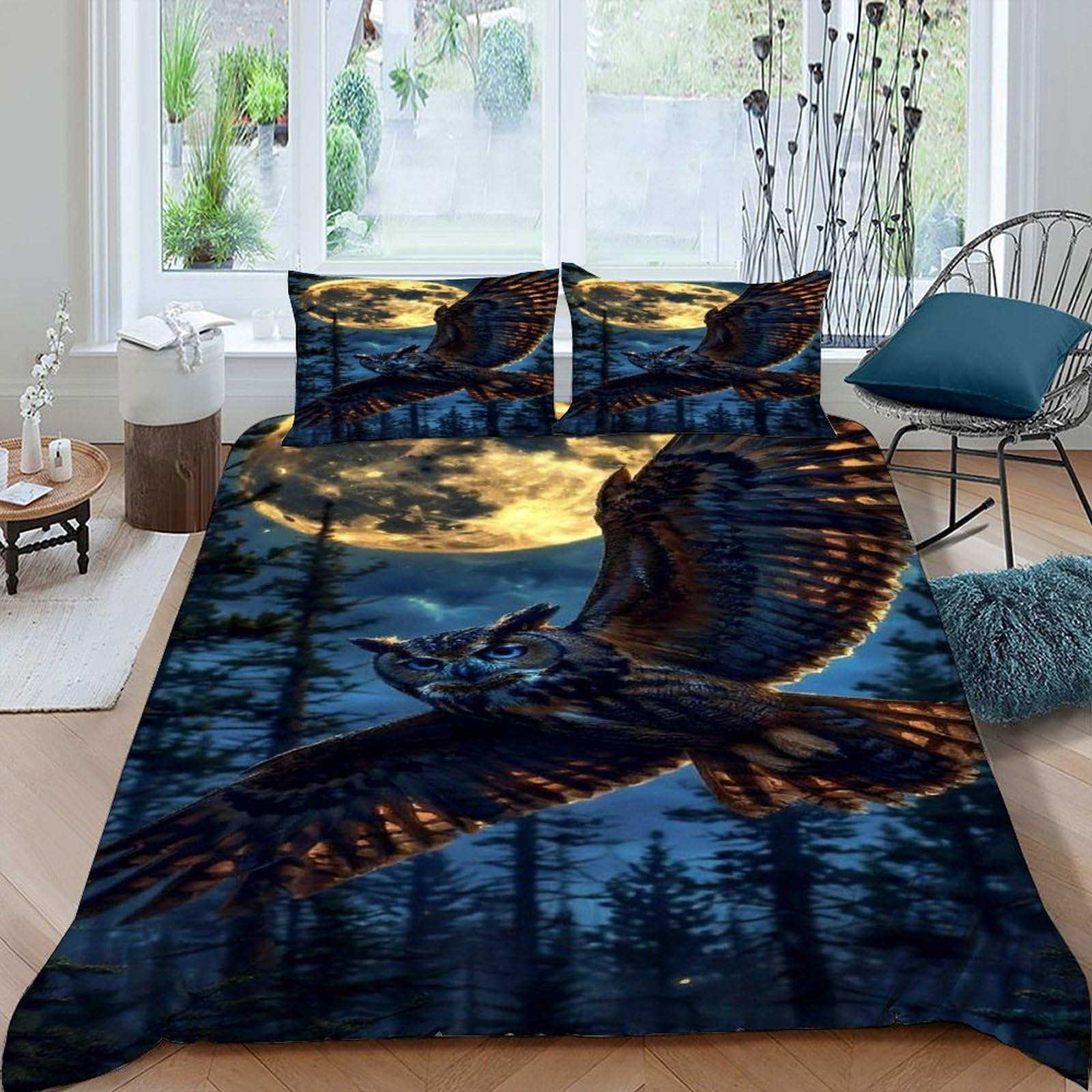 Parure de lit Moonlit Forest 3 pièces en microfibre King 220x240 de qualité supérieure