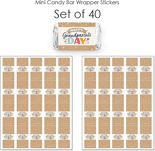 Miniatura 3 de Big Dot of Happiness Happy Grandparents Day – Mini Candy Bar Wrapper Stickers – Regalos pequeños para fiesta de abuela y abuelo – 40 unidades