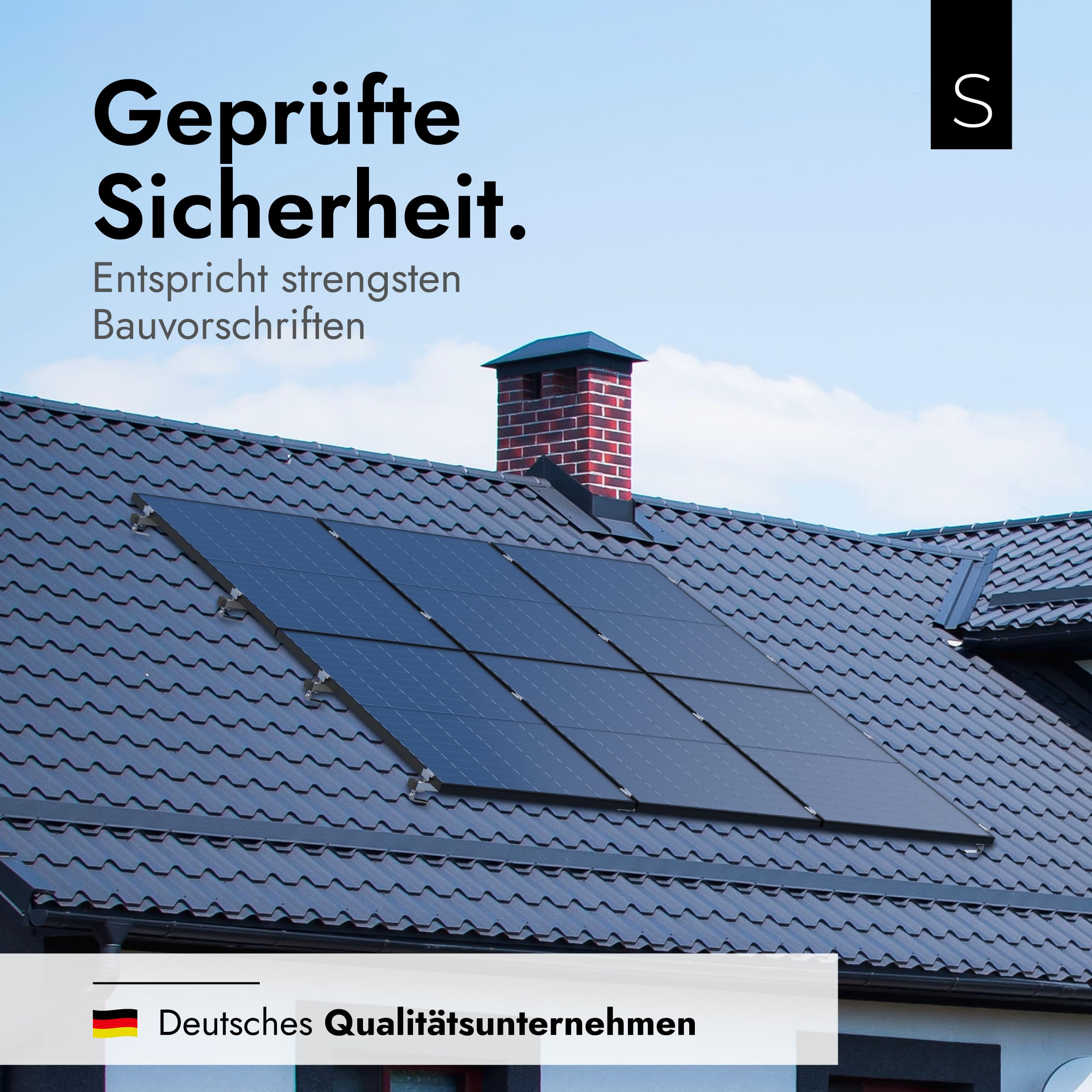 PV Halterung Ziegeldach für 2 Solarmodule (30-40 mm) mit EASY-CLICK Klemmen