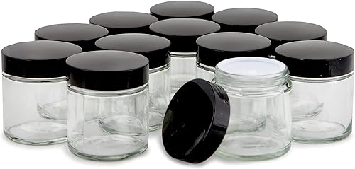 vivaplex 12 transparente 4oz redondo tarros de vidrio con forro interior y negro tapas vivaplex 12 transparente 4oz redondo tarros de vidrio con forro interior y negro tapas