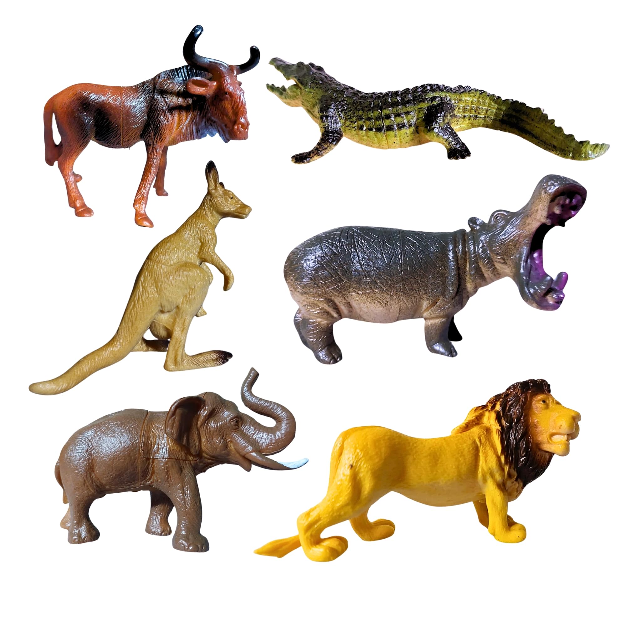 6 Jumbo Size Realistic Animal Toys Set | 15cm Soft, Printed, Non-Toxic Animals for Kids | Durable Educational Playset | Perfect Gift for Imaginative Learning
