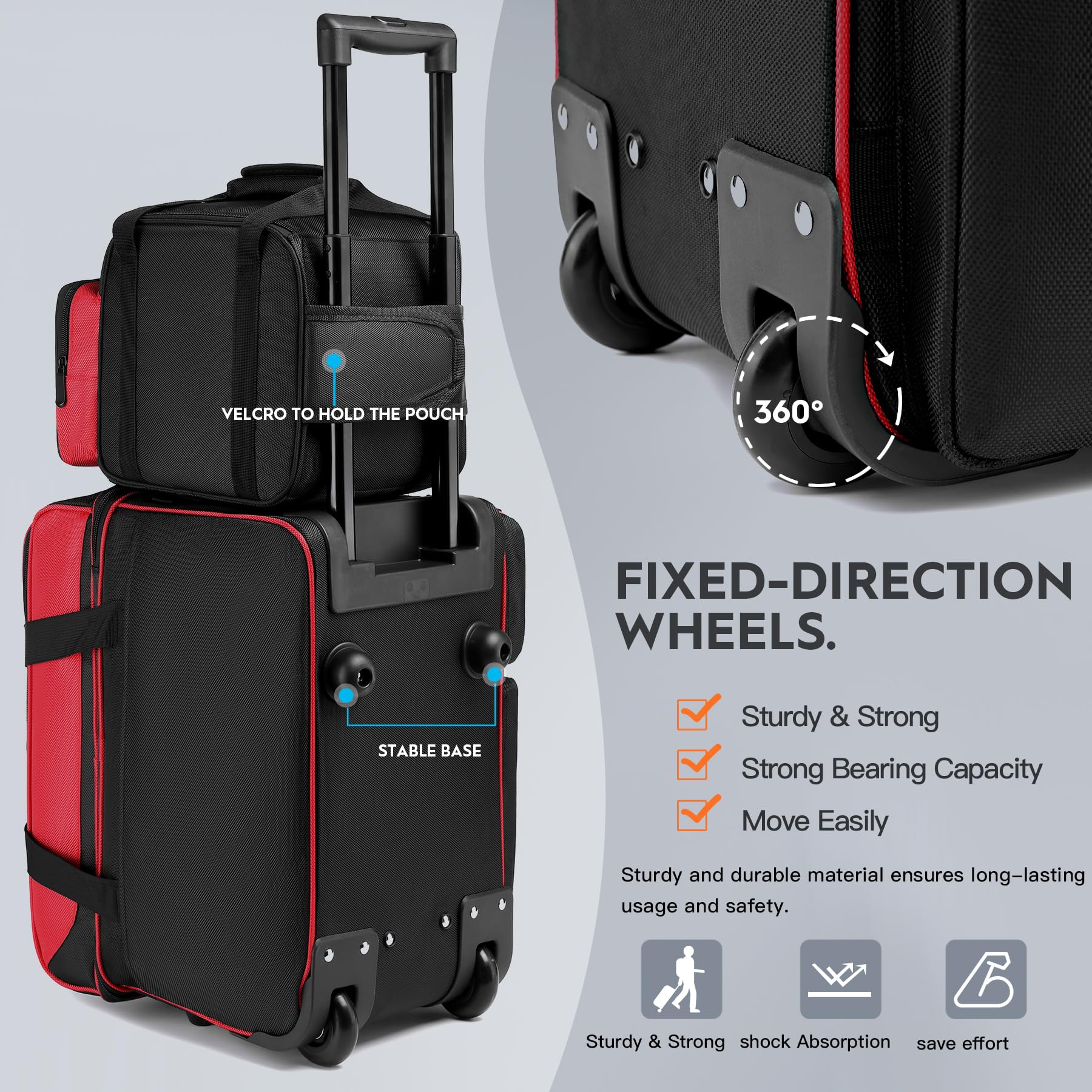 3 Ball Bowling Bag With Wheels Double Roller Bowling Bag With - View #9