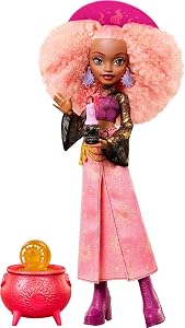 Monster High Doll, Moonspell Magic by Monster High Rae Lumina The Sun Witch with Cauldron Surprise & Accessories like Candle & Spellbook | Sun Witch in Pink Skirt with Cauldron Surprise & Accessories like Candle, Hat & Spellbook