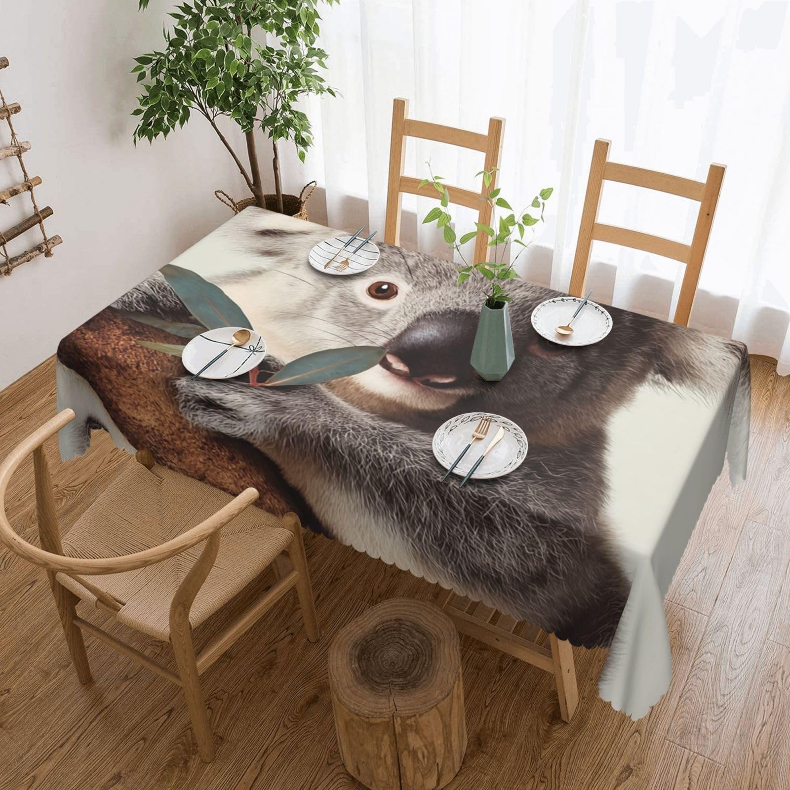 MXZERFKGLA Rectangle Tablecloth 137x183 cm Waterproof Tablecloth for Dining Tables Kitchen Tablecloths Koala and Butterfly Table Cloth Wrinkle Free Table Cover for Dining Buffet Wedding Party