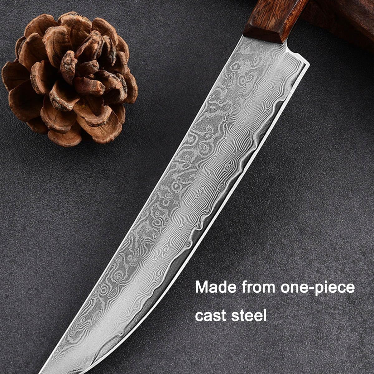 5 inch Steak Knives Set of 6,Non-Serrated Steak Knives with Wood Handles,67 Layers Forged Damascus Steak Knife Set with Gift Box,Ultra Sharp