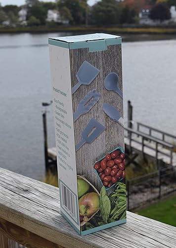 Miniatura 5 de Juego de utensilios de cocina, ecológico, seguro para el océano, 5 piezas con asas de agarre suave, ideal para barcos, caravanas y cocinas