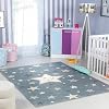 Livabliss Supermama Stars Washable Kids Carpet 140x200 cm, Soft Machine Washable Design for Bedroom, Playroom & Nursery, Easy Care Baby & Kids Floor Carpet, Blue Grey