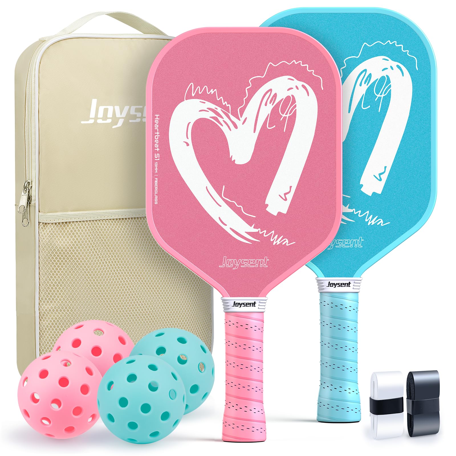 Pickleball Paddles Set of 2, Lightweight Pickleball Racket for Beginner, USAPA Approved Fiberglass Surface Pickleball Set with Non-Slip Comfort Grip