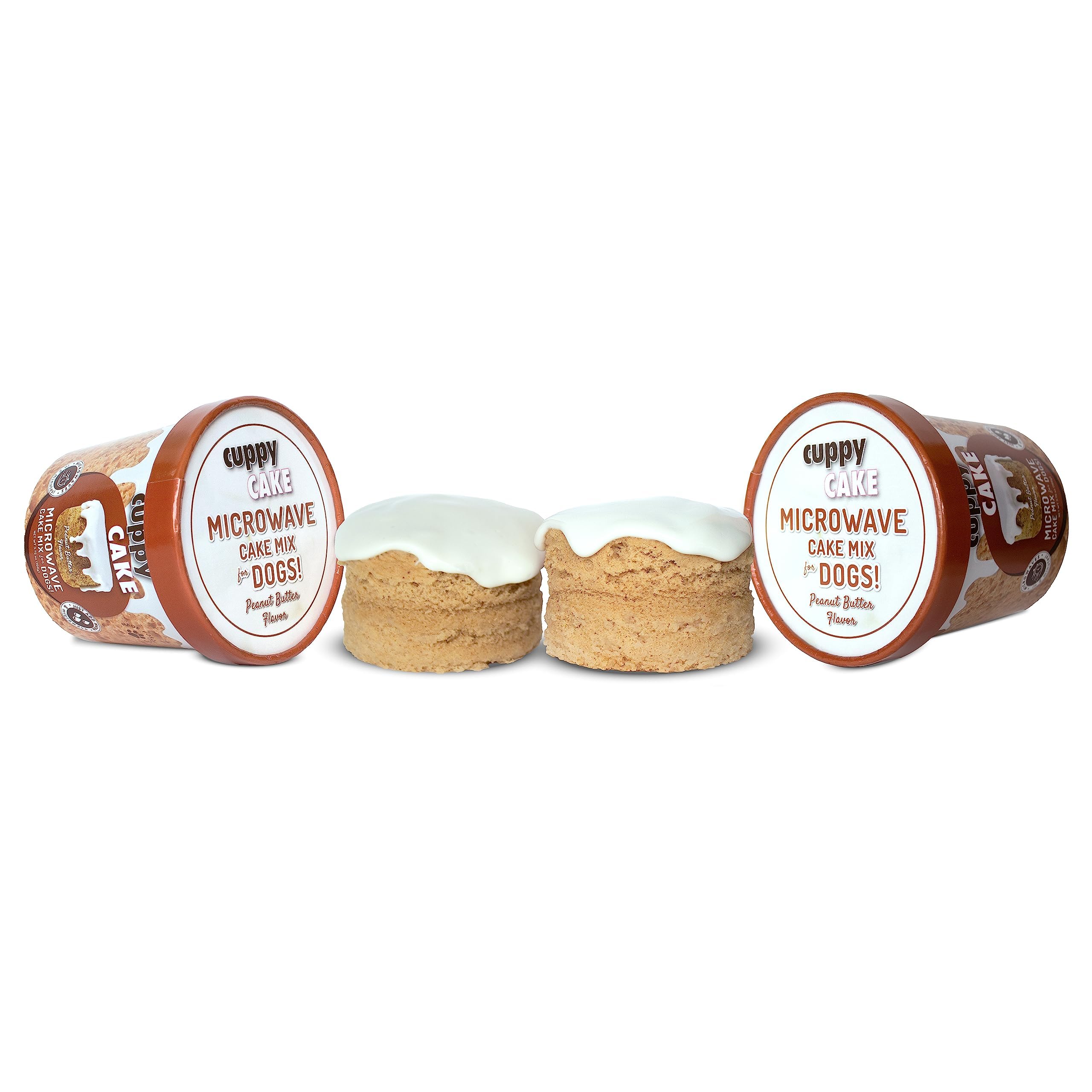Cuppy Cake Microwave Dog Birthday Cake in a Cup - Just Add Water & Microwave, Ready in 2 Minutes - Yogurt Icing – (Peanut Butter 2 Pack) All Natural -